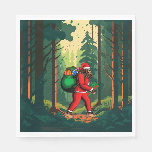 Bigfoot Santa Claus zak van geschenken Servet (Voorkant)