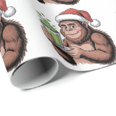 Bigfoot Santa Funny Sasquatch Holding Matcha Xmas Cadeaupapier (Rol Hoek)