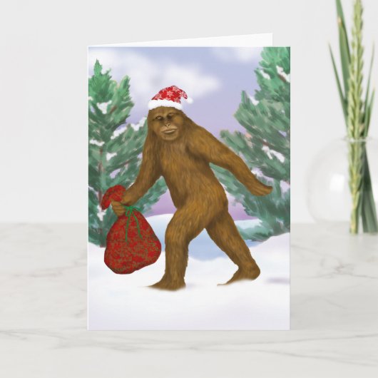 Bigfoot Santa Holiday Greeting Feestdagen Kaart (Voorkant)