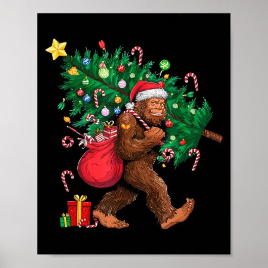 Bigfoot Santa Most Wonderful Christmas Tree Lights Poster (Voorkant)