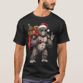 Bigfoot Santa Rock On Funny Christmas Sasquatch T-shirt (Voorkant)