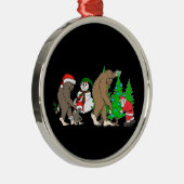 Bigfoot Santa snewman Metalen Ornament (Rechts)