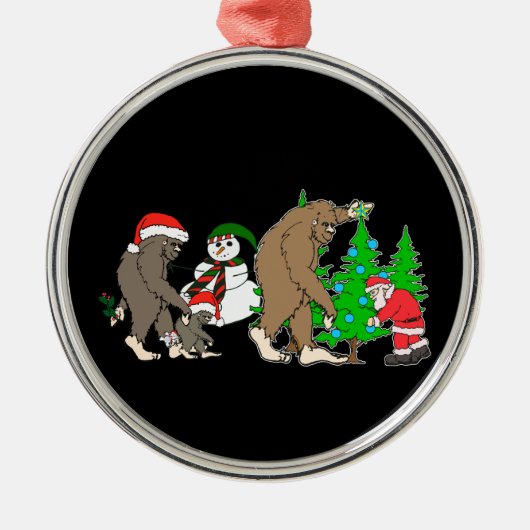 Bigfoot Santa snewman Metalen Ornament (Voorkant)