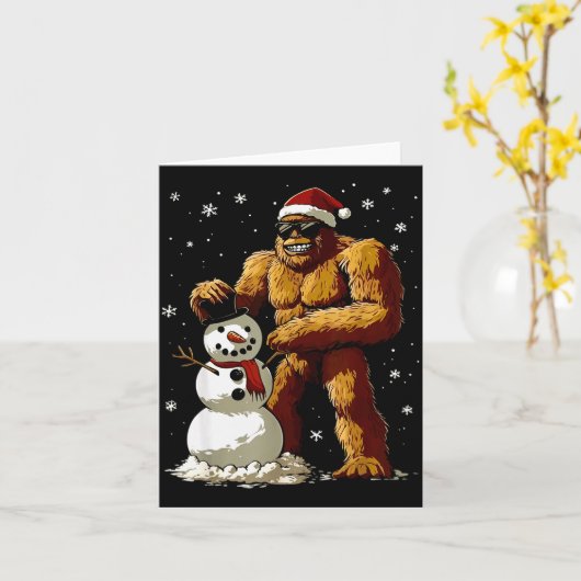 Bigfoot Santa Snowman Kids Boys Men Xmas Christmas Kaart (Gele Bloem)