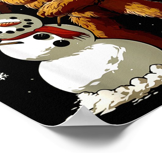 Bigfoot Santa Snowman Kids Boys Men Xmas Christmas Poster (Hoek)