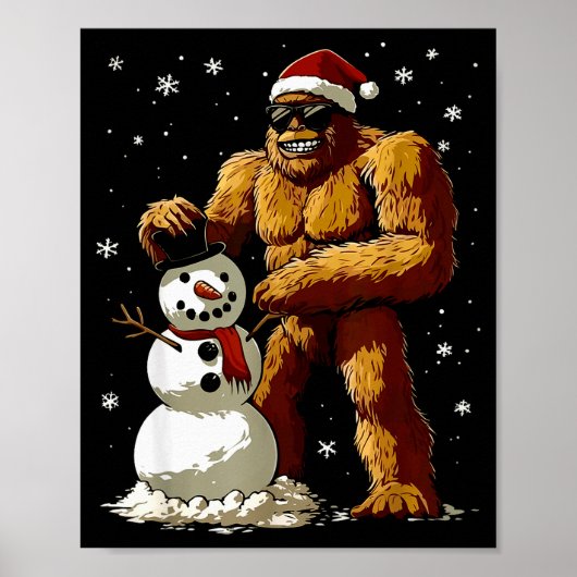 Bigfoot Santa Snowman Kids Boys Men Xmas Christmas Poster (Voorkant)