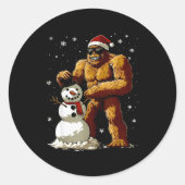 Bigfoot Santa Snowman Kids Boys Men Xmas Christmas Ronde Sticker (Voorkant)