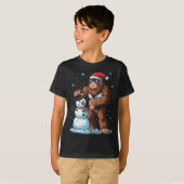 Bigfoot Santa Snowman Kinder Jongens Mannen Kerstm T-shirt (Voorkant volledig)