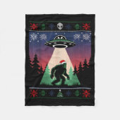 Bigfoot Santa Ufo Alien Funny Ugly Christmas Sweat Fleece Deken (Voorkant)