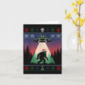 Bigfoot Santa Ufo Alien Funny Ugly Christmas Sweat Kaart (Gele Bloem)