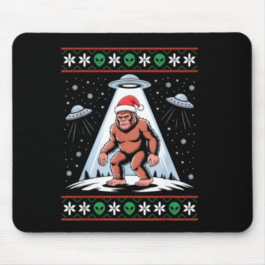 Bigfoot Santa Ufo Alien Funny Ugly Christmas Sweat Muismat (Voorkant)