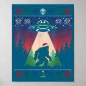 Bigfoot Santa Ufo Alien Funny Ugly Christmas Sweat Poster (Voorkant)