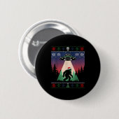 Bigfoot Santa Ufo Alien Funny Ugly Christmas Sweat Ronde Button 5,7 Cm (Voorkant /achterkant)