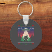 Bigfoot Santa Ufo Alien Funny Ugly Christmas Sweat Sleutelhanger (Voorkant)