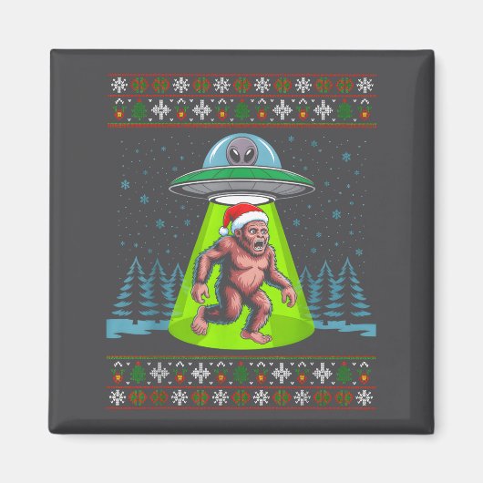 Bigfoot Santa Ufo Sasquatch Funny Ugly Christmas S Magneet (Voorkant)