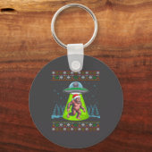 Bigfoot Santa Ufo Sasquatch Funny Ugly Christmas S Sleutelhanger (Voorkant)