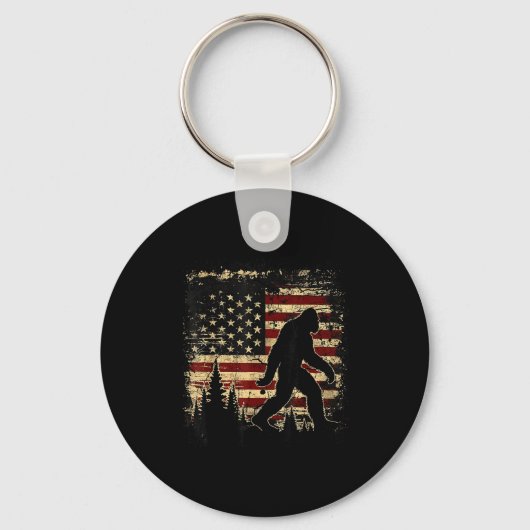 Bigfoot sasquatch 4 juli patriottische Amerikaanse Sleutelhanger (Voorkant)