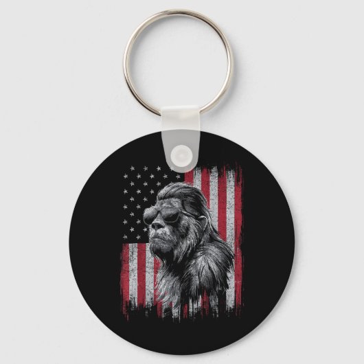 Bigfoot Sasquatch 4th of July Patriottische Vereni Sleutelhanger (Voorkant)