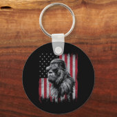Bigfoot Sasquatch 4th of July Patriottische Vereni Sleutelhanger (Voorkant)