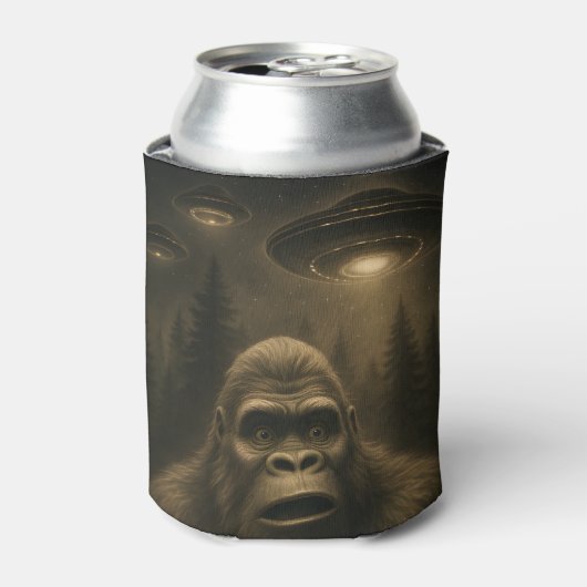 Bigfoot Sasquatch Alien UFO Grappig Blikjeskoeler (Blikje Voorkant)