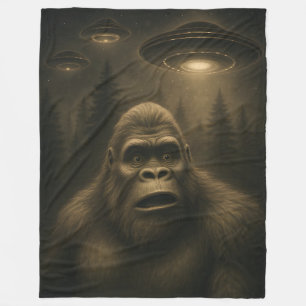 Bigfoot Sasquatch Alien UFO Grappig Fleece Deken