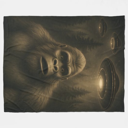 Bigfoot Sasquatch Alien UFO Grappig Fleece Deken (Voorkant (Horizontaal))