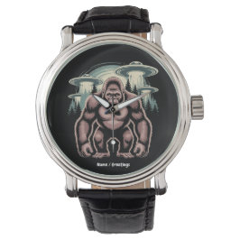 Bigfoot Sasquatch Alien UFO Grappig Grafisch Ontwe Horloge