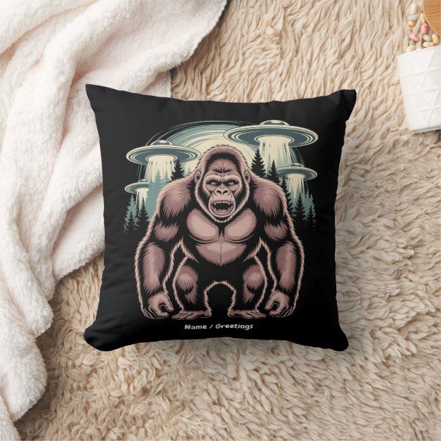 Bigfoot Sasquatch Alien UFO Grappig Grafisch Ontwe Kussen (Deken)