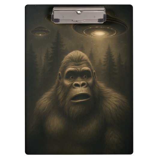 Bigfoot Sasquatch Alien UFO Grappig Klembord (Voorkant)