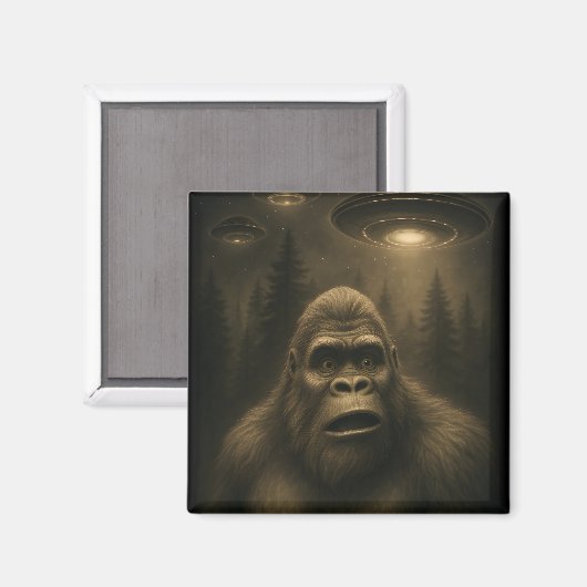 Bigfoot Sasquatch Alien UFO Grappig Magneet (Voorkant / Achterkant)