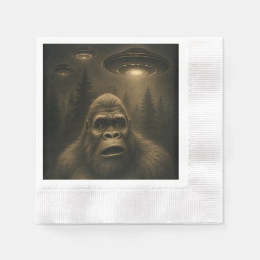 Bigfoot Sasquatch Alien UFO Grappig Servet (Voorkant)