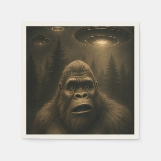 Bigfoot Sasquatch Alien UFO Grappig Servet (Voorkant)