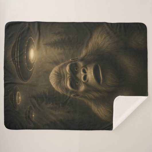 Bigfoot Sasquatch Alien UFO Grappig Sherpa Deken (Voorkant (horizontaal))