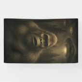 Bigfoot Sasquatch Alien UFO Grappig Spandoek (Horizontaal)
