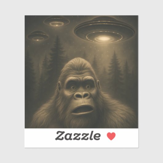 Bigfoot Sasquatch Alien UFO Grappig Sticker (Vel)