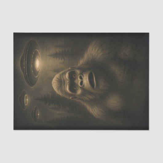 Bigfoot Sasquatch Alien UFO Grappig Tissuepapier (Voorkant)