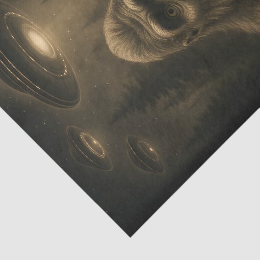 Bigfoot Sasquatch Alien UFO Grappig Tissuepapier (Detail)