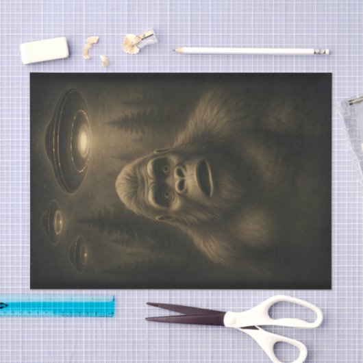 Bigfoot Sasquatch Alien UFO Grappig Tissuepapier (Craft)