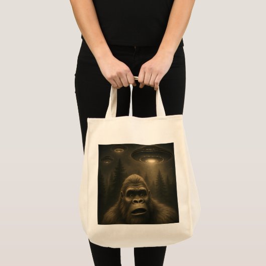 Bigfoot Sasquatch Alien UFO Grappig Tote Bag (Voorkant (product))