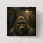 Bigfoot Sasquatch Alien UFO Grappig Vierkante Button 5,1 Cm (Voorkant)