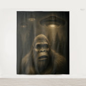 Bigfoot Sasquatch Alien UFO Grappig Wandkleed (Voorkant)