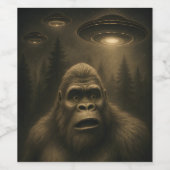 Bigfoot Sasquatch Alien UFO Grappig Wijn Etiket (Enkel label)