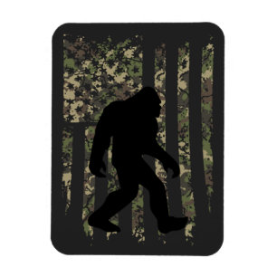 Bigfoot Sasquatch American Camouflaged USA Flag T- Magneet