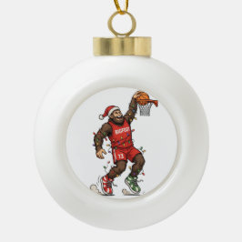 Bigfoot Sasquatch Basketbal Kerstmis 2026 Vakantie Keramische Bal Ornament