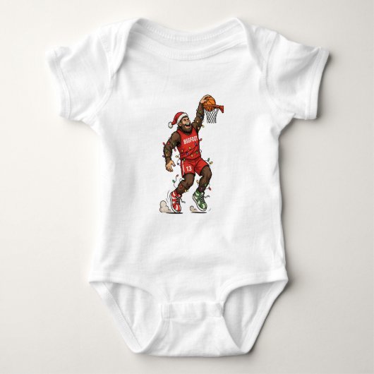 Bigfoot Sasquatch Basketbal Kerstmis 2026 Vakantie Romper (Voorkant)