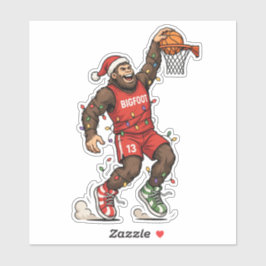 Bigfoot Sasquatch Basketbal Kerstmis 2026 Vakantie Sticker