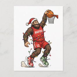 Bigfoot Sasquatch Basketbal Kerstmis 2026 Vakantie Uitnodiging Briefkaart