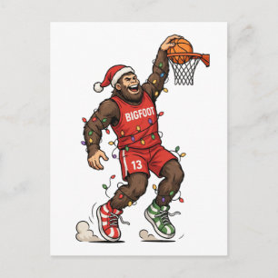 Bigfoot Sasquatch Basketbal Kerstmis 2026 Vakantie Uitnodiging Briefkaart