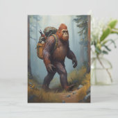 Bigfoot Sasquatch birthday Flat Holiday Card Feestdagenkaart (Staand voorkant)