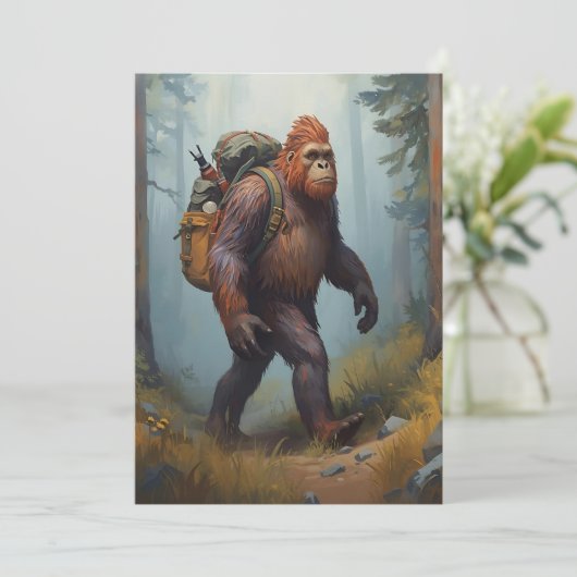 Bigfoot Sasquatch birthday Flat Holiday Card Feestdagenkaart (Staand voorkant)